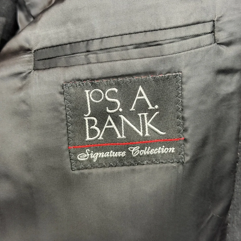 Jos. A Bank 2 Piece Suit Mens 41L 34x33 Wool Charcoal Gray Modern Flat Front
